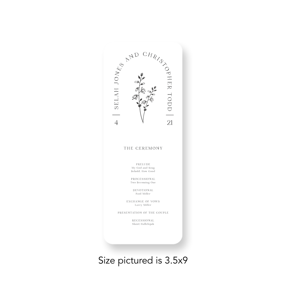 Angele Arched wedding program rounded corners