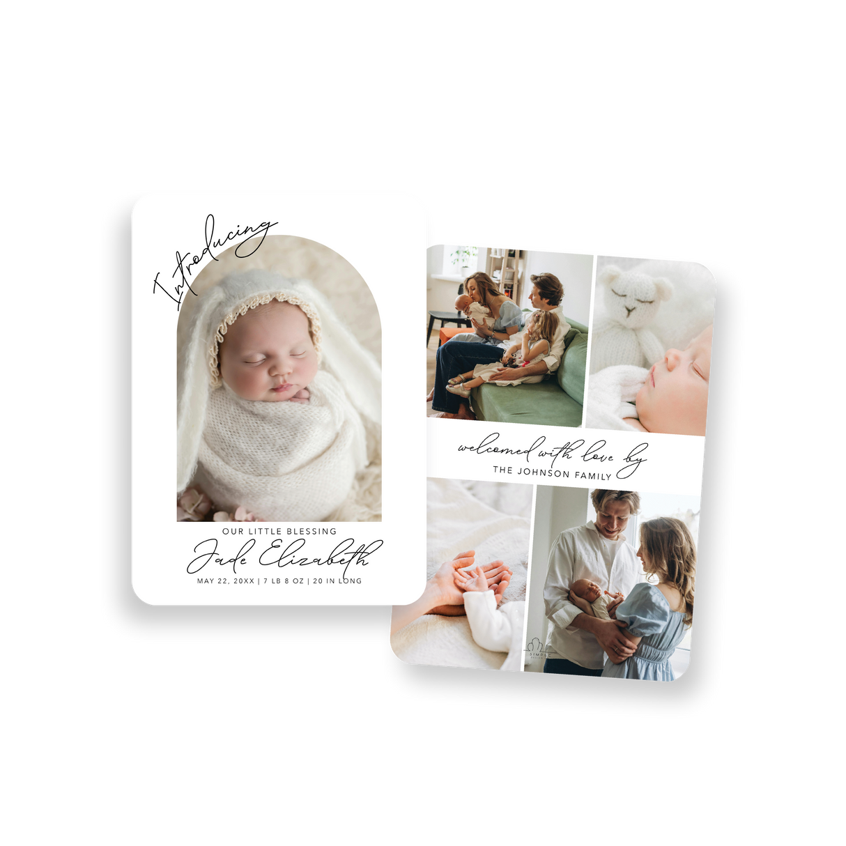 Arched Introducing birth announcement rounded corners