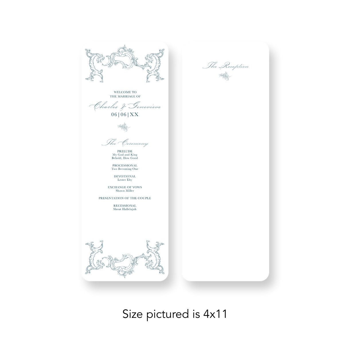 Baroque wedding program rounded corners