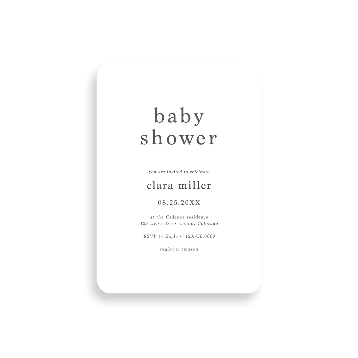 Basic baby shower invitation rounded corners