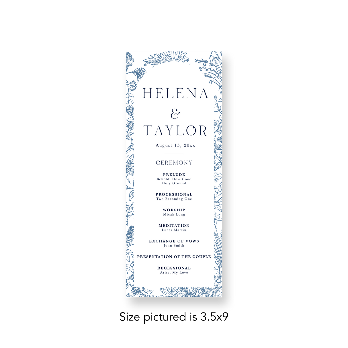 Blue Floral wedding program
