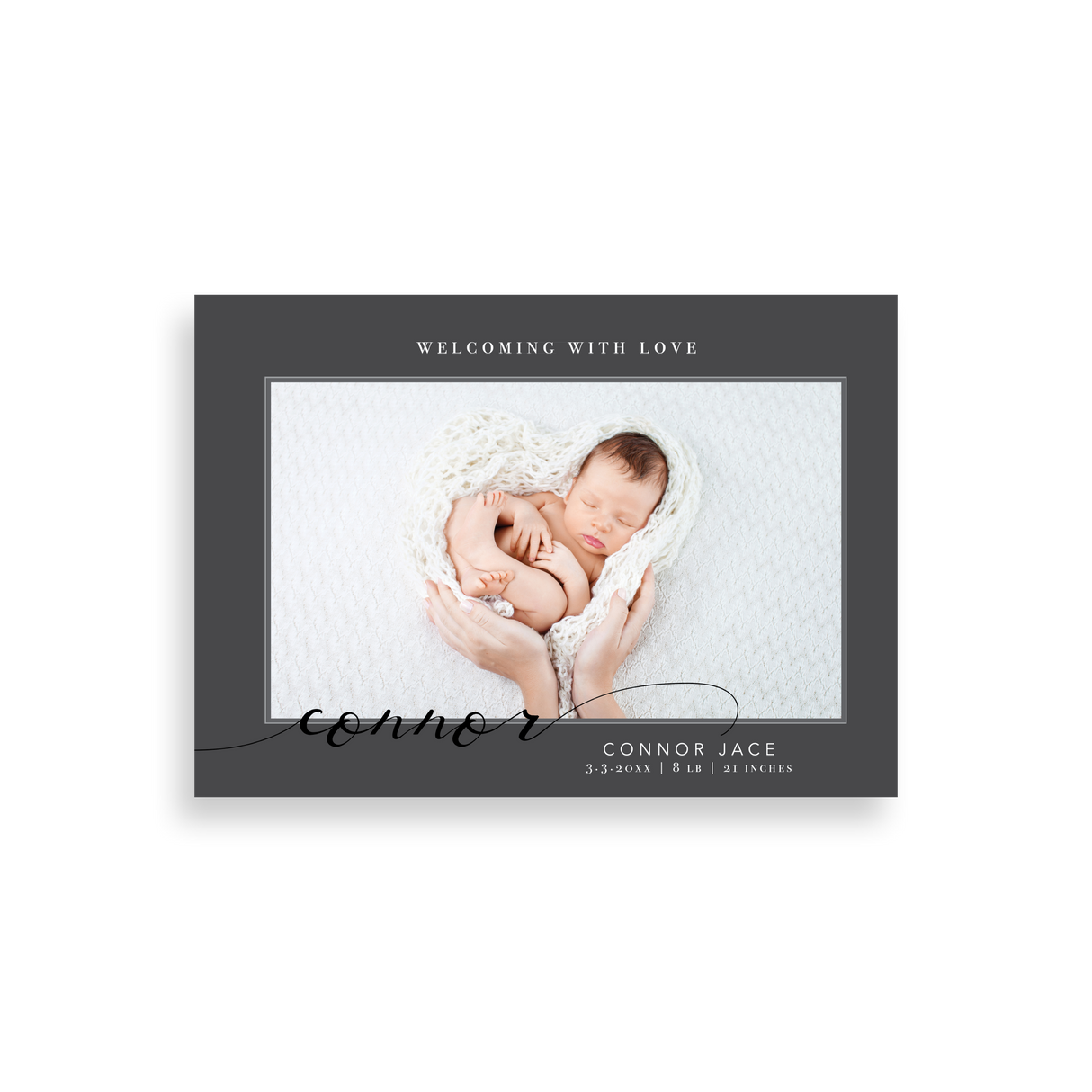 Classic Gray birth announcement