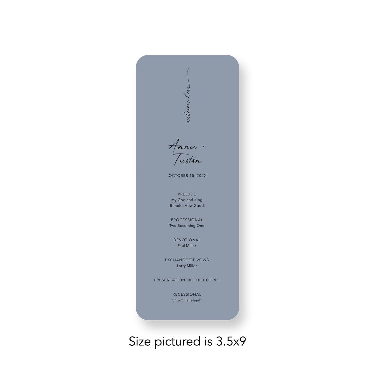 Dusty Blue wedding program rounded corners