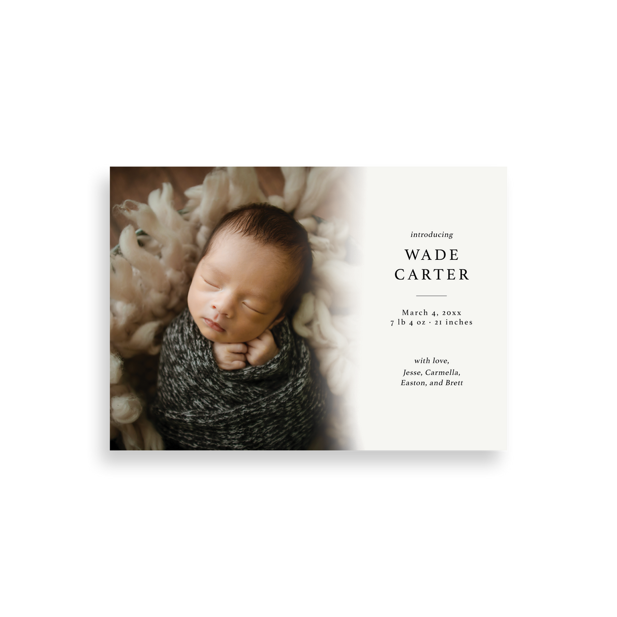 Faded Ivory birth announcement