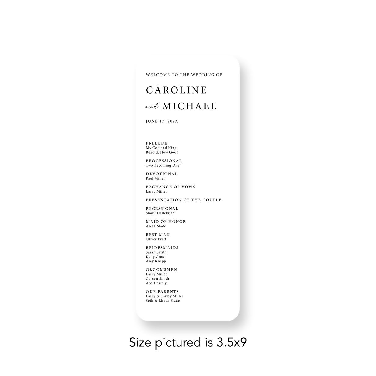 Faded Photo wedding program rounded corners