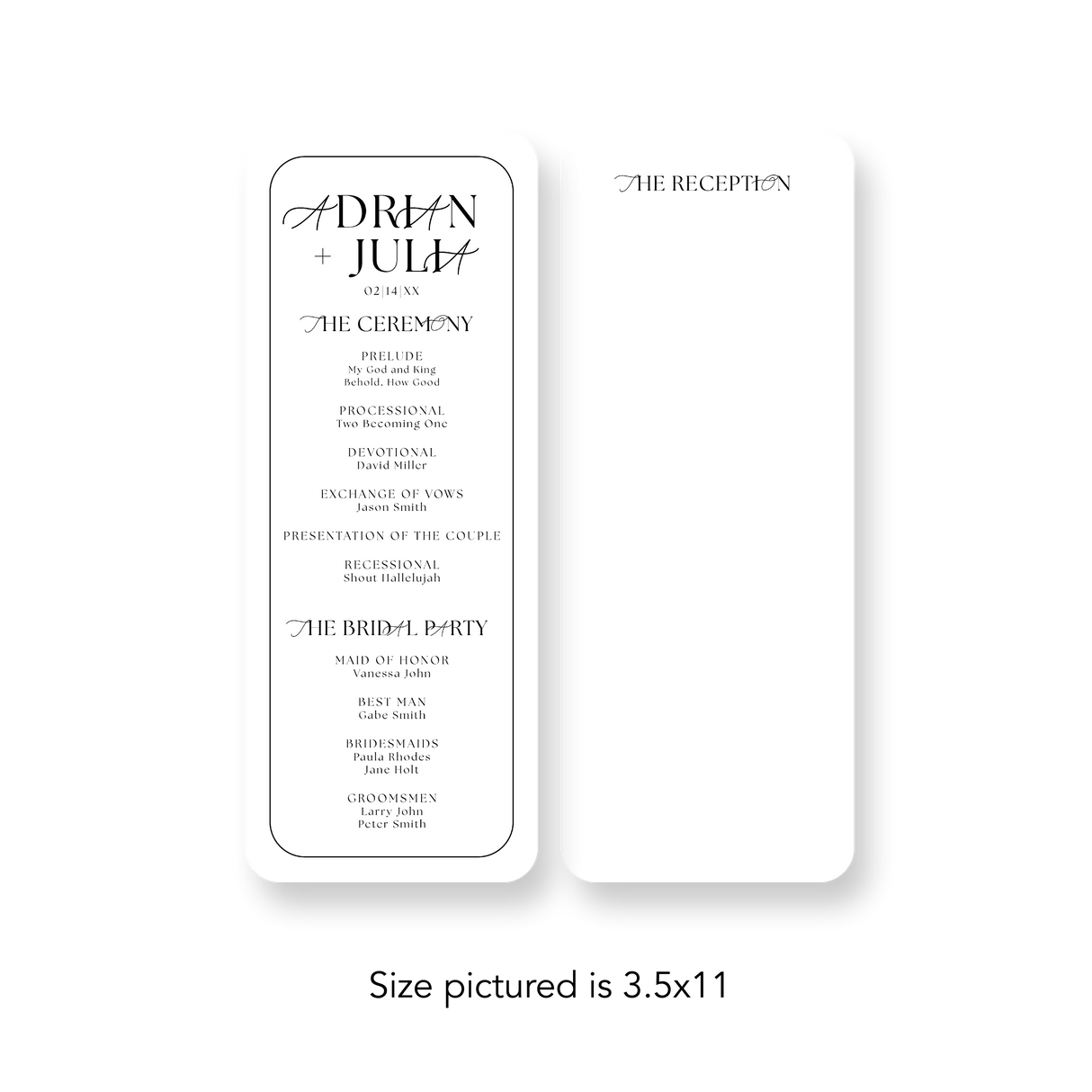 Framed White wedding program rounded corners