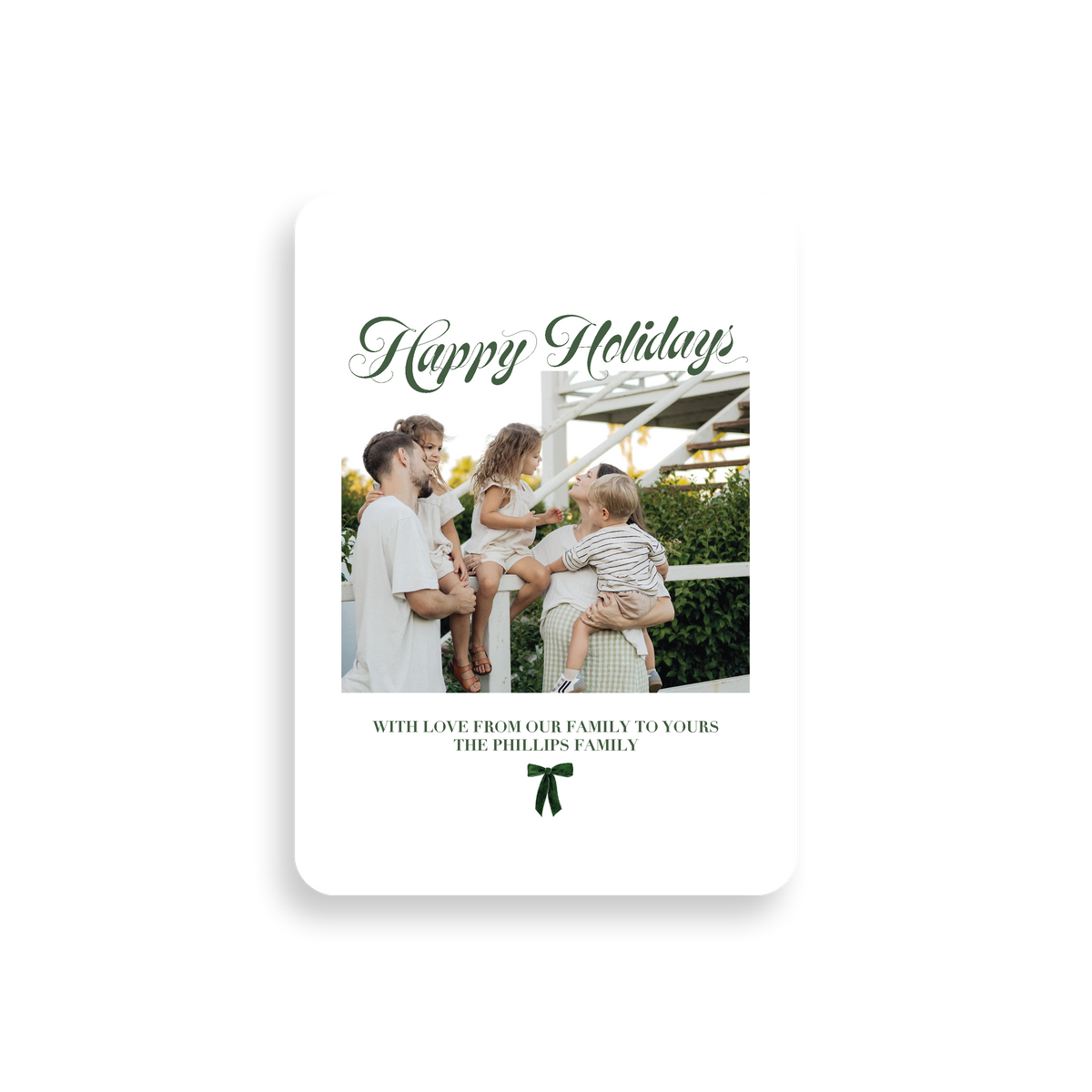 Green Bow Christmas Card