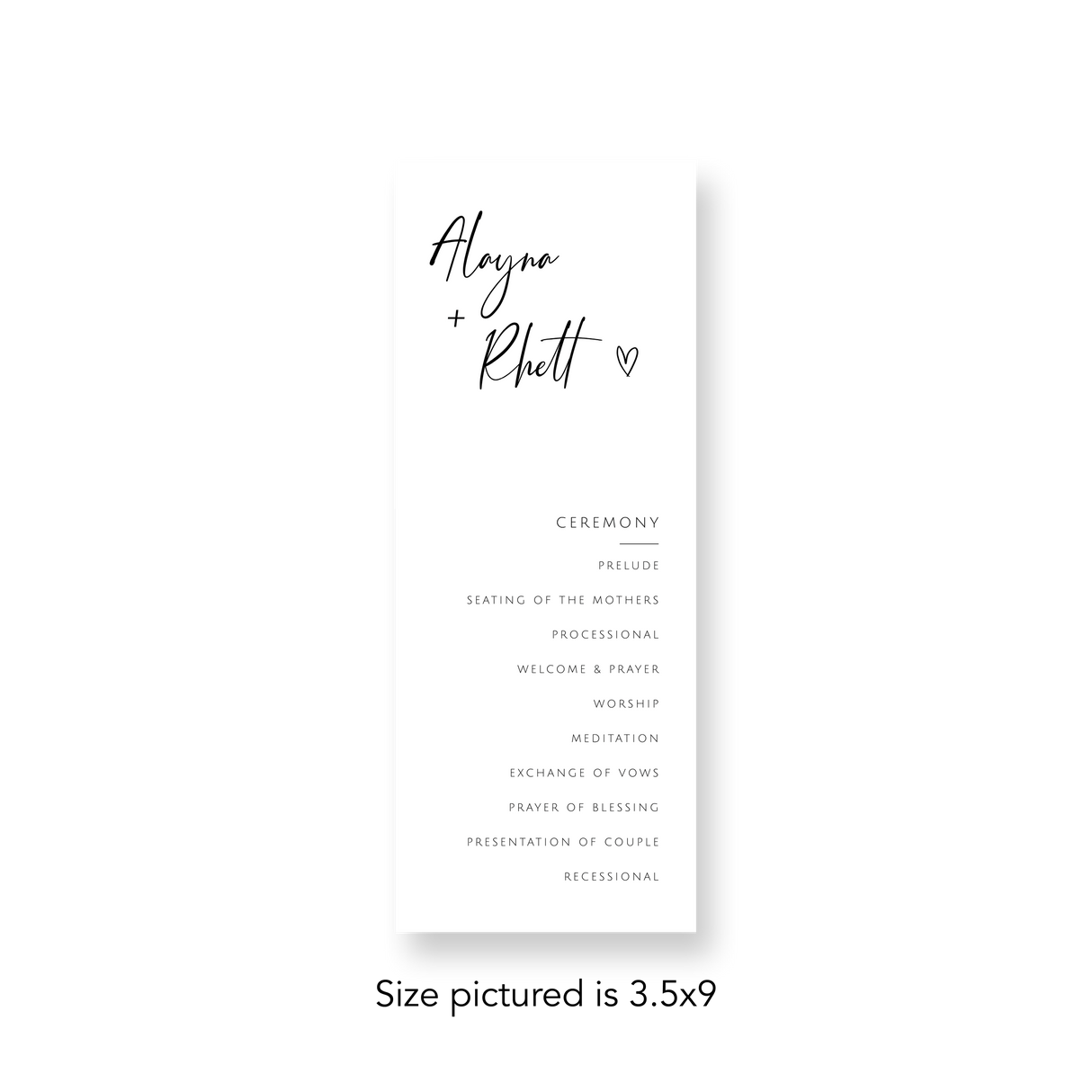Hand Drawn Heart wedding program