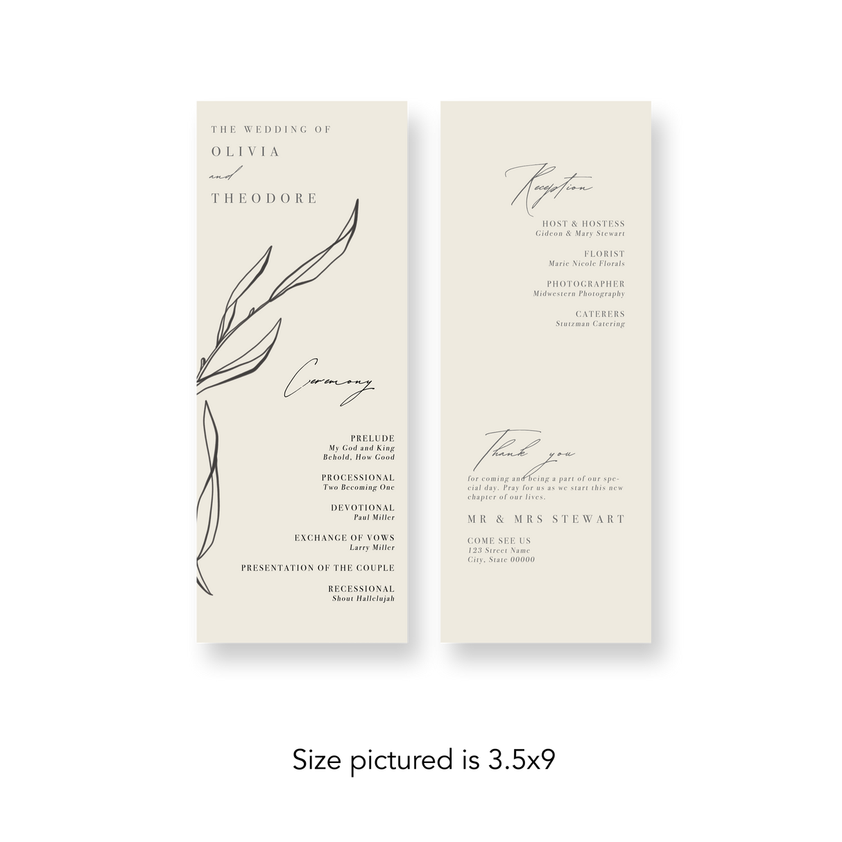 Ivory Leaf wedding program