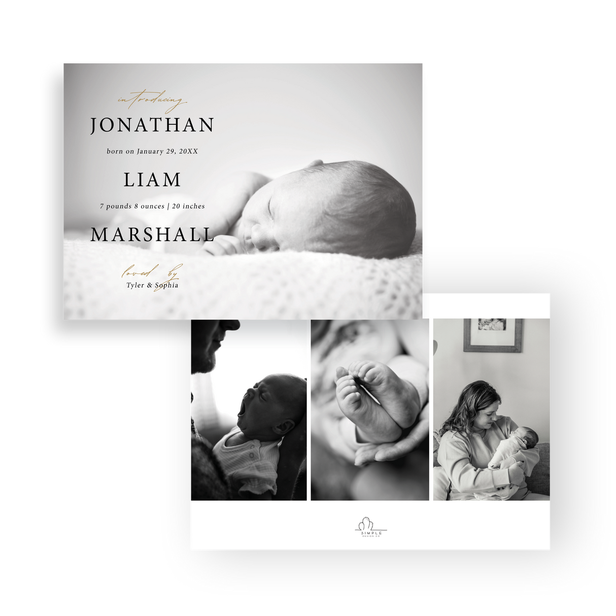 Jonathan birth announcement rounded corners