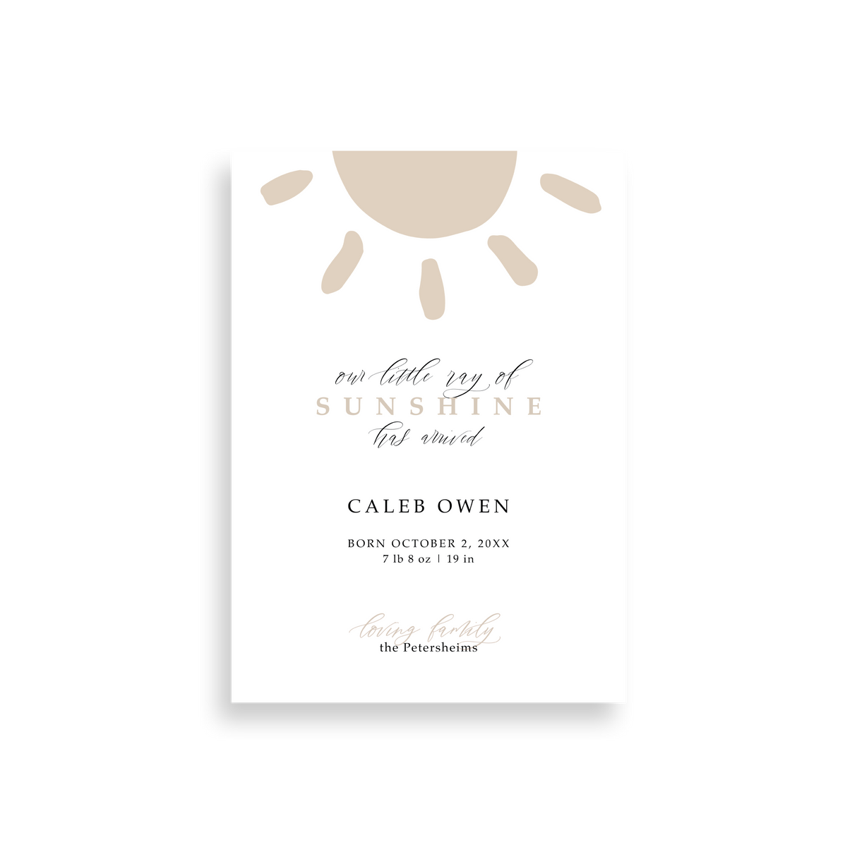 Little Ray of Sunshine birth announcement