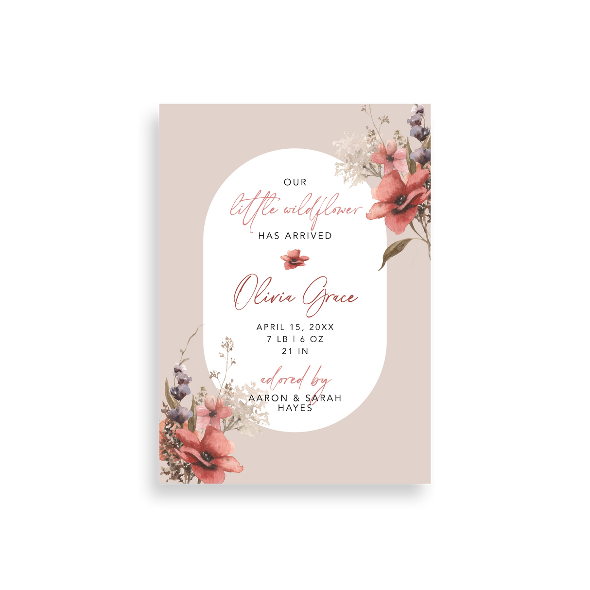 Little Wildflower birth announcement