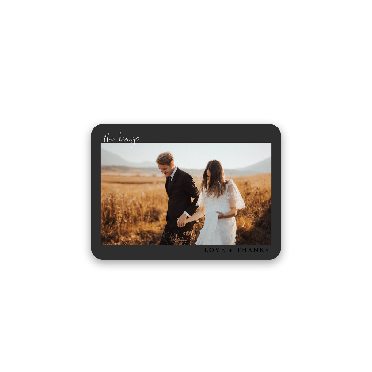 Matte Charcoal Wedding Thank You Card
