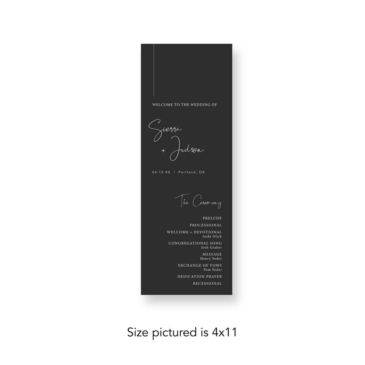 Matte Charcoal wedding program