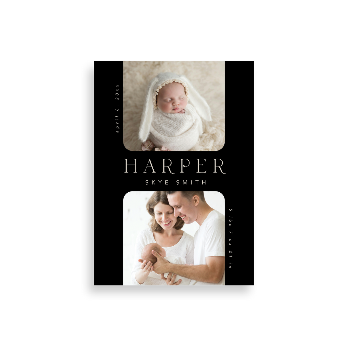 Minimal Double Photo birth announcement