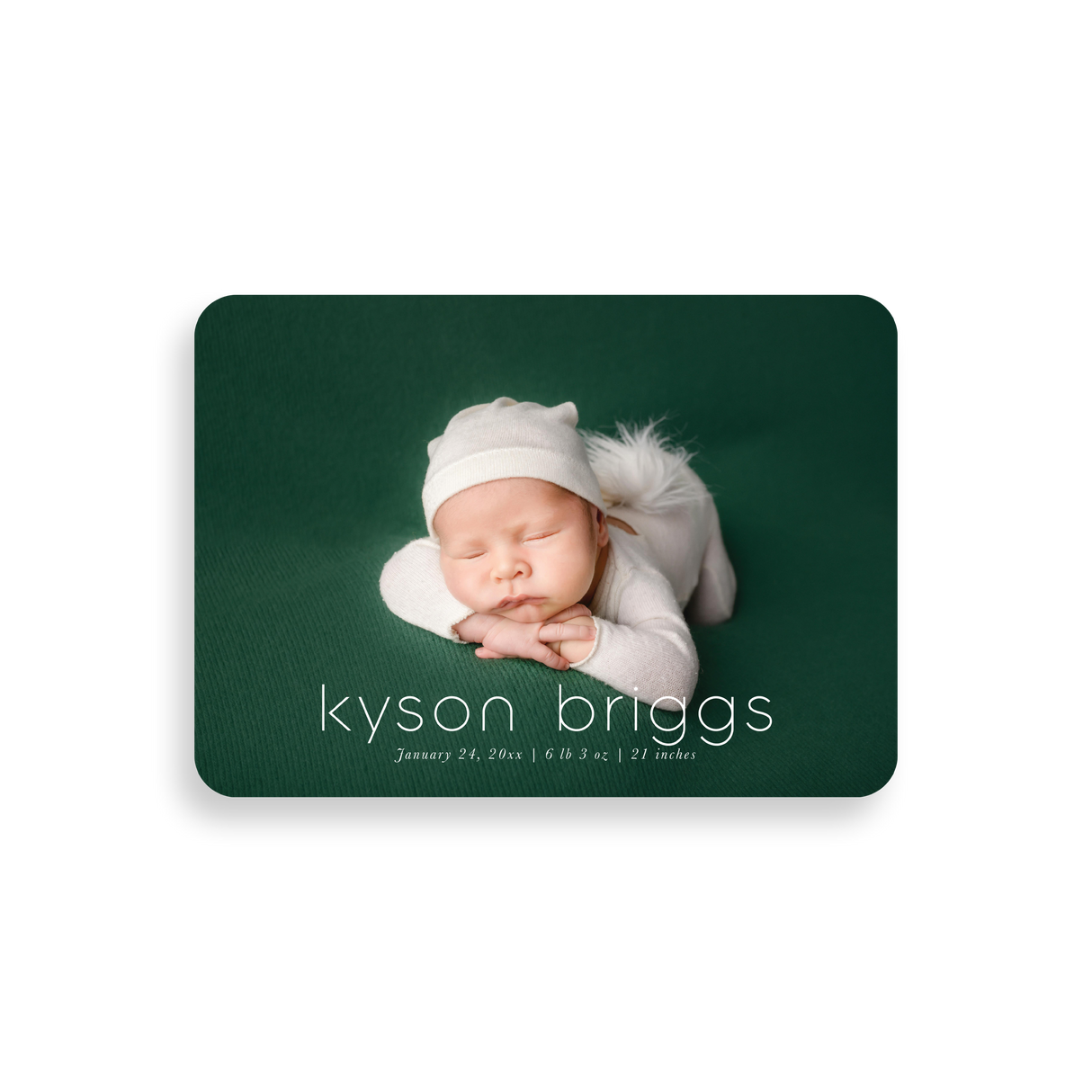 Minimalist Full Photo birth announcement rounded corners