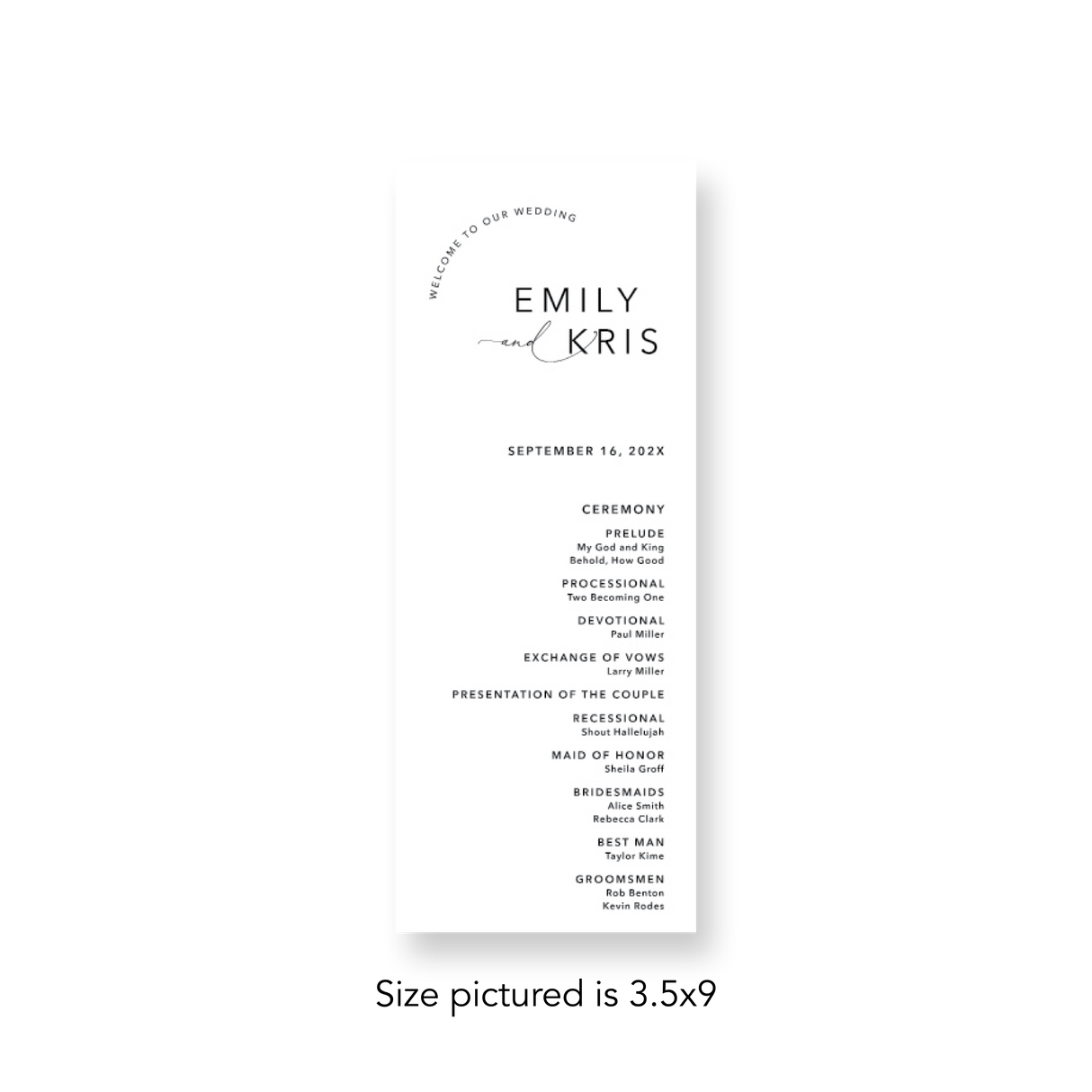 Modern Bold Name wedding program