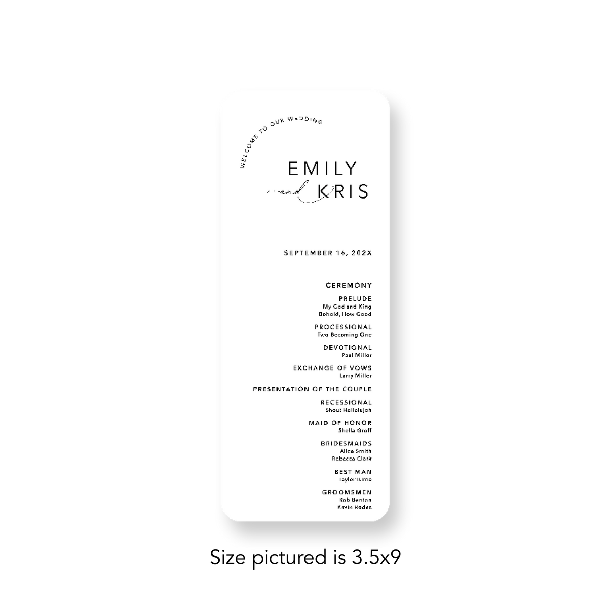 Modern Bold Name wedding program rounded corners