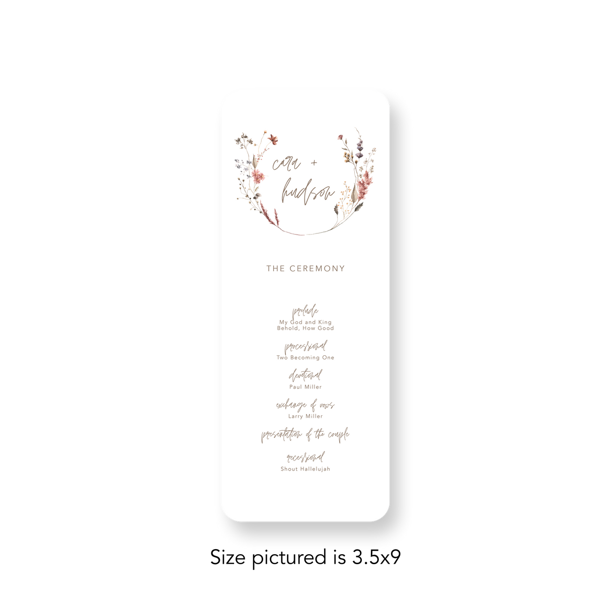 Modern Wildflower wedding program rounded corners