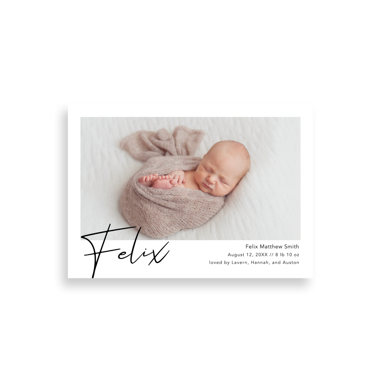 Name Script birth announcement