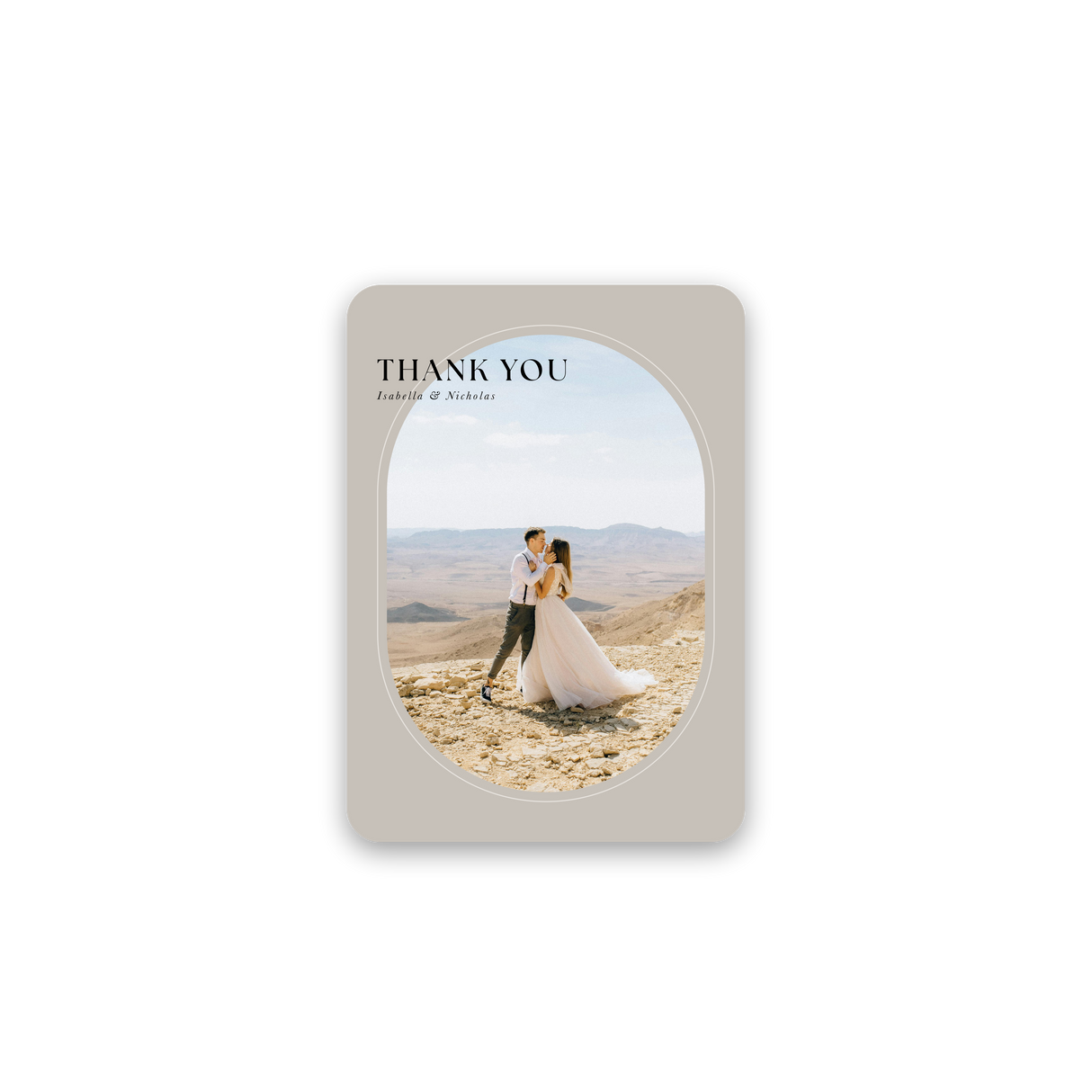 Neutral Oval Wedding Thank You Card