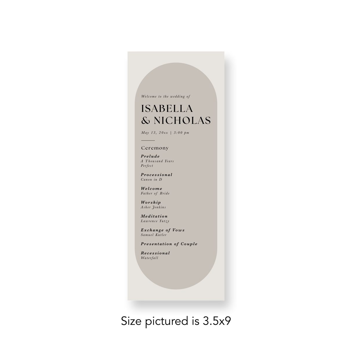 Neutral Oval wedding program
