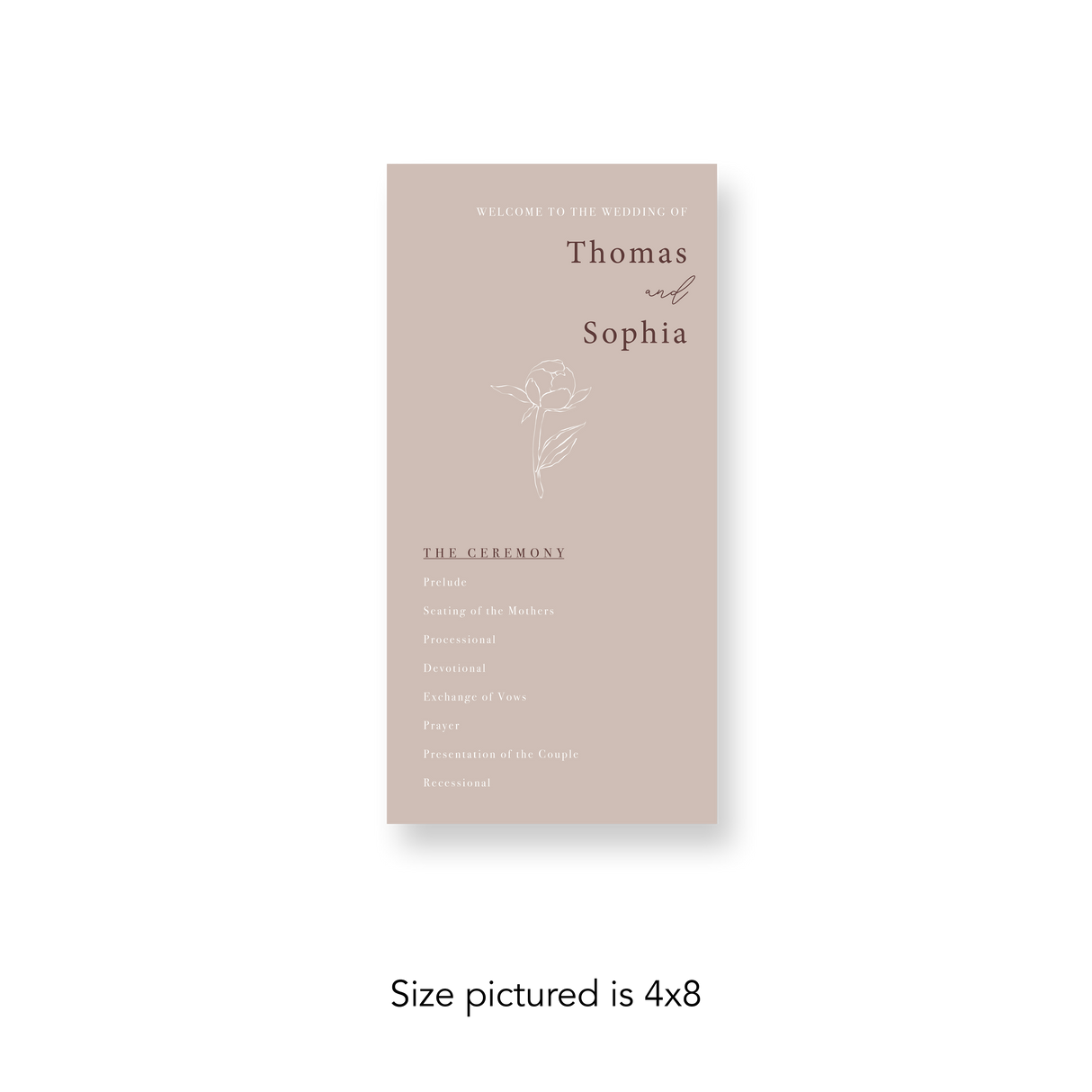 Peony wedding program