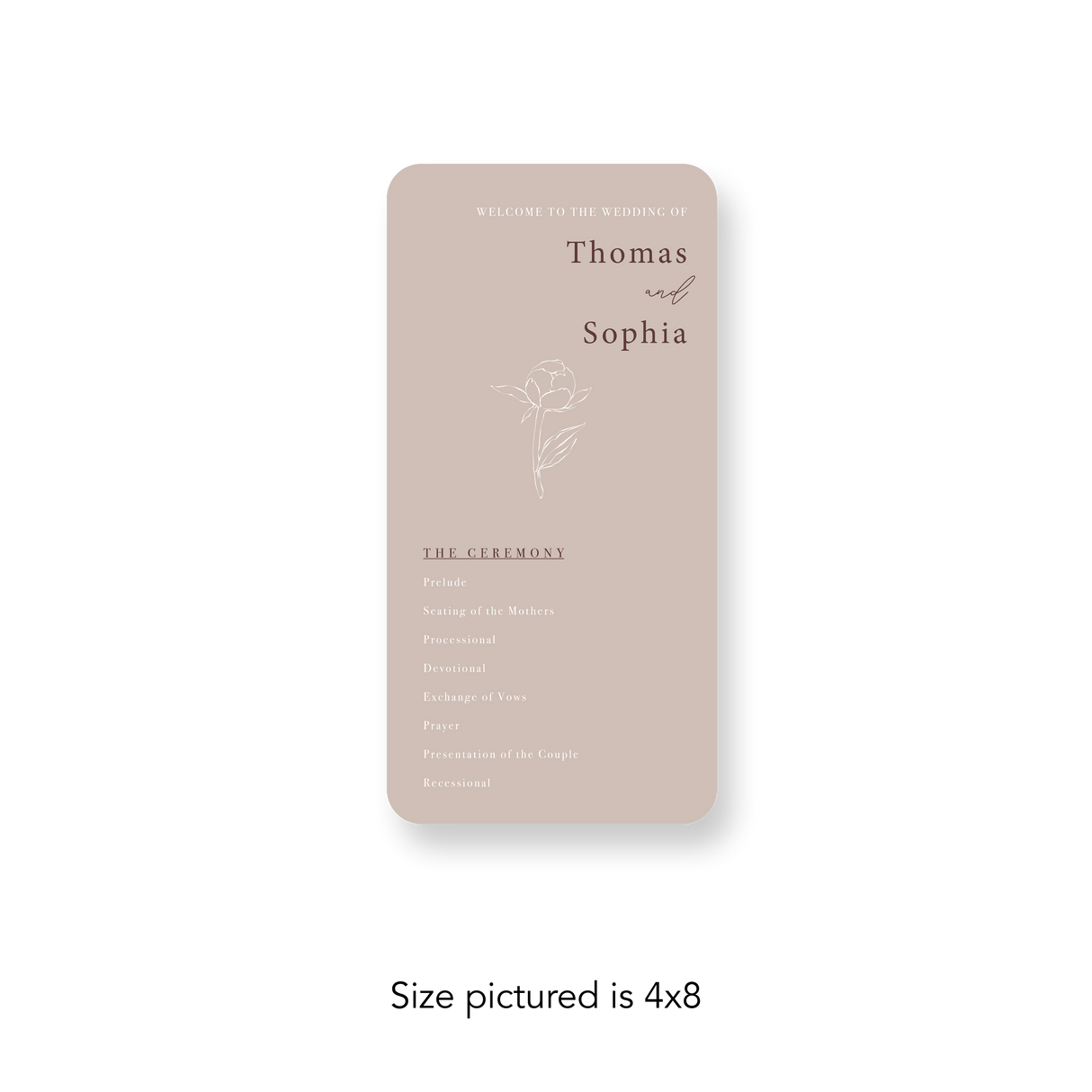 Peony wedding program rounded corners