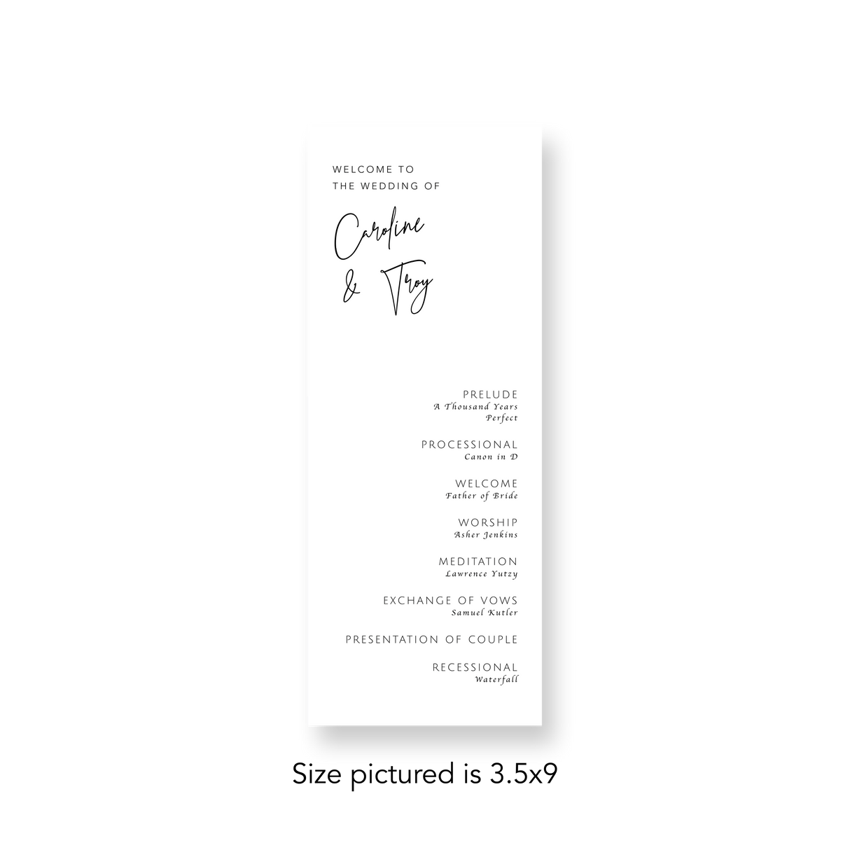 Prestige Script wedding program