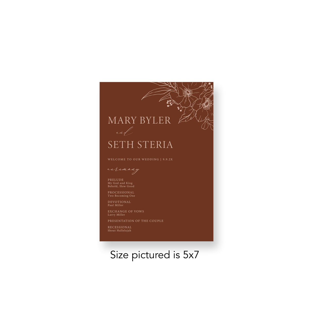 Rust wedding program