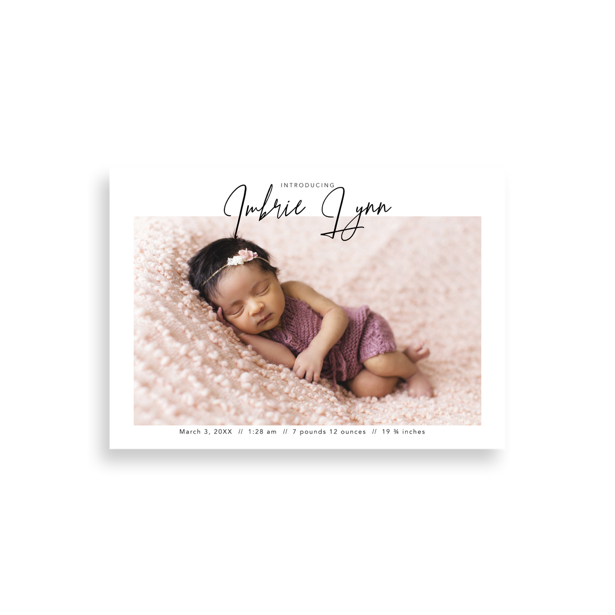 Simple Horizontal birth announcement