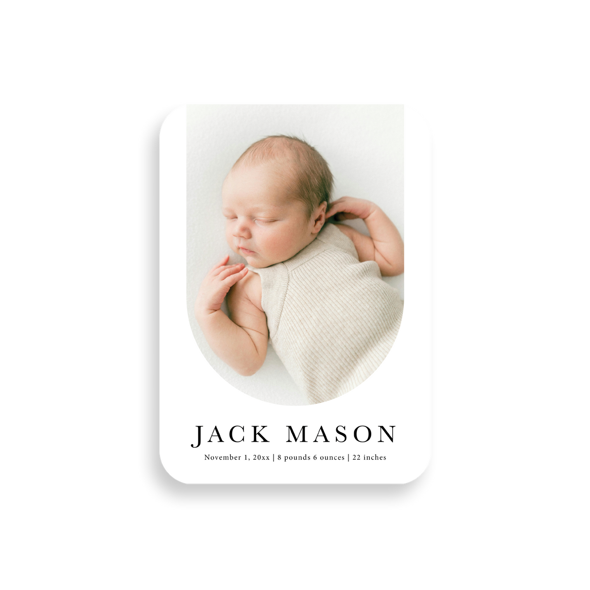 Simple Rounded birth announcement rounded corners