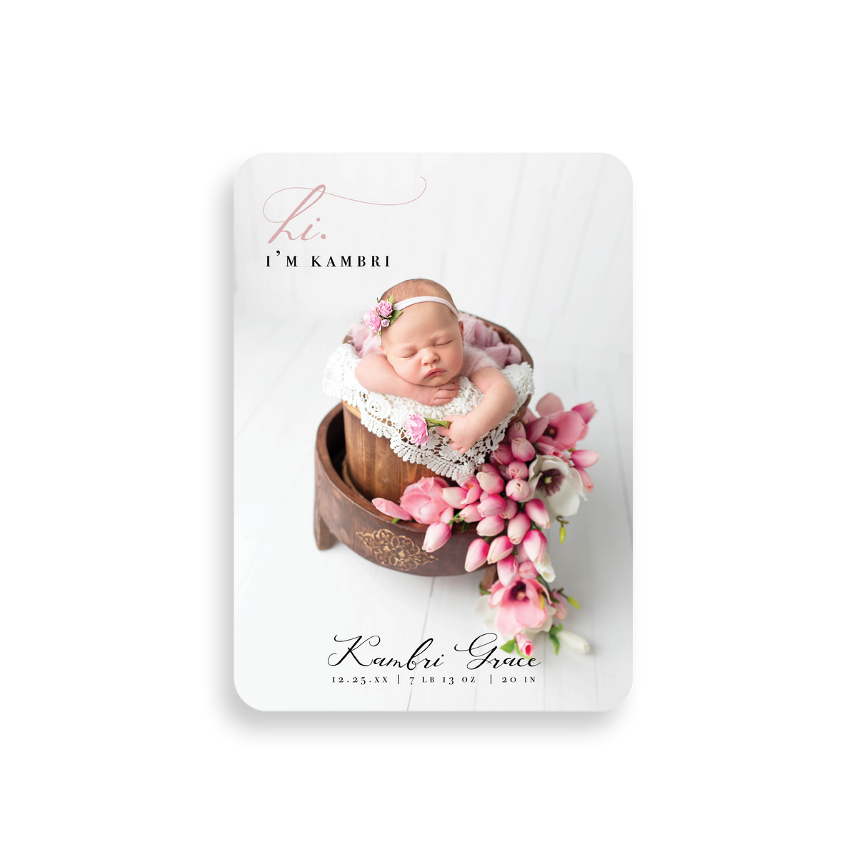 Simplicity birth announcement rounded corners