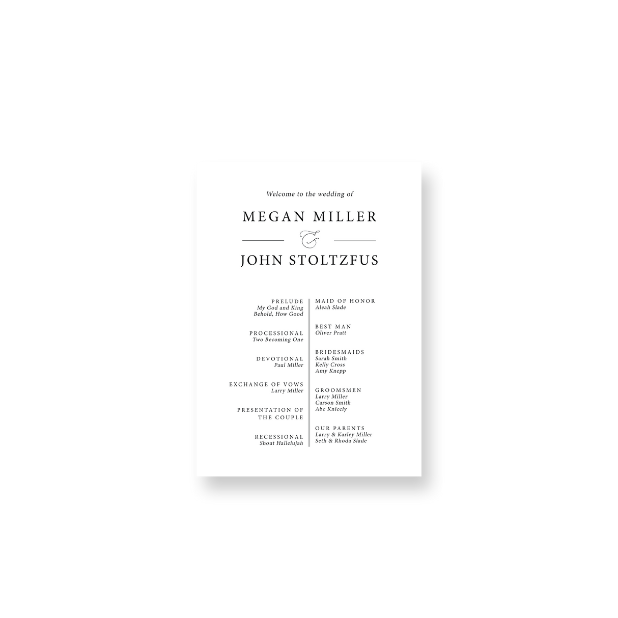 Simplistic White wedding program