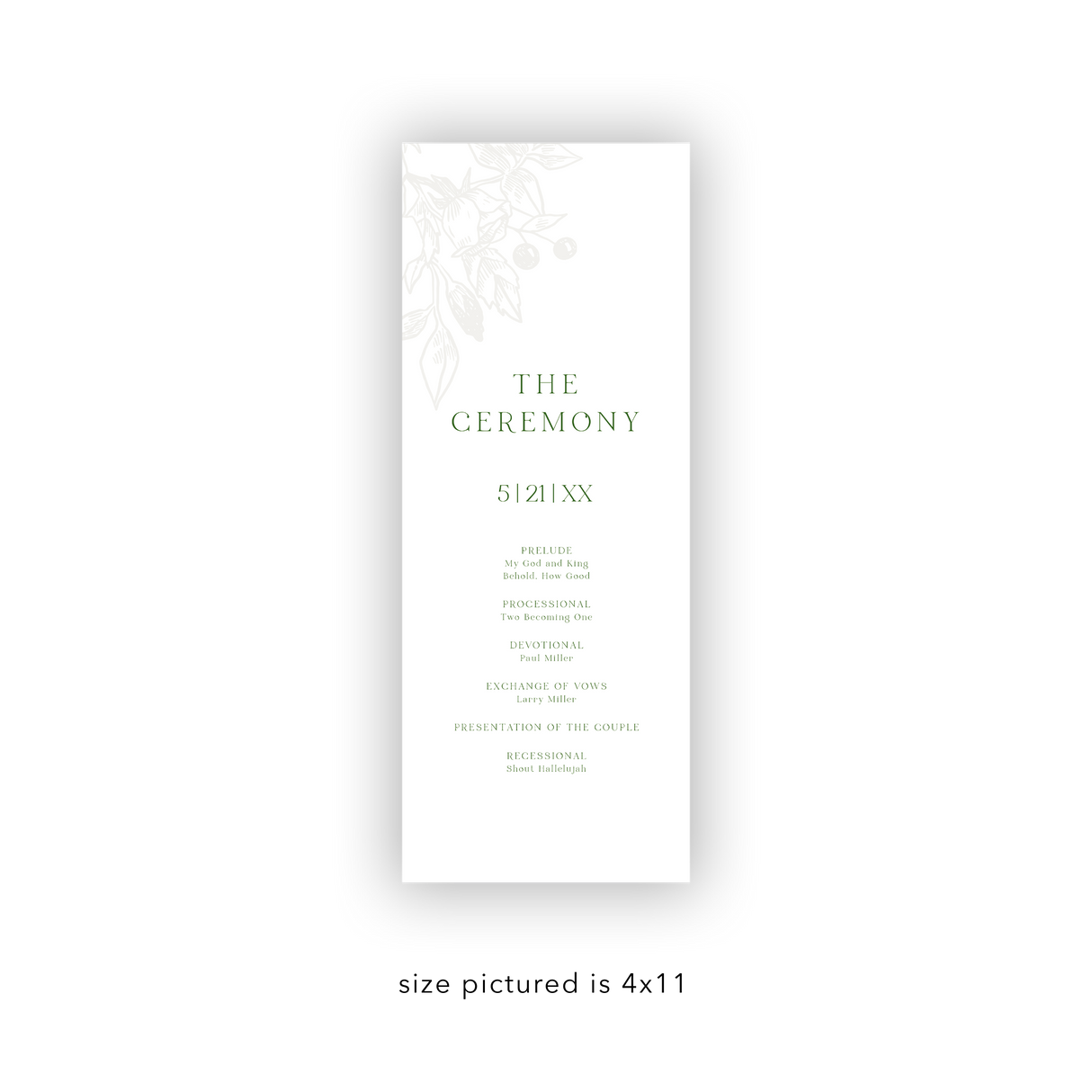 Spring Pink wedding program