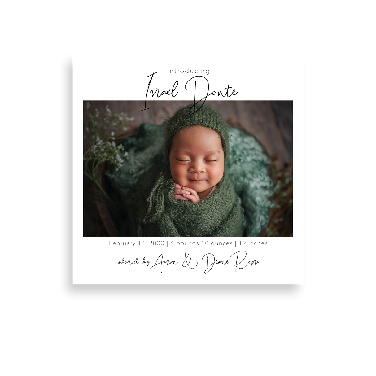 Square Introducing birth announcement