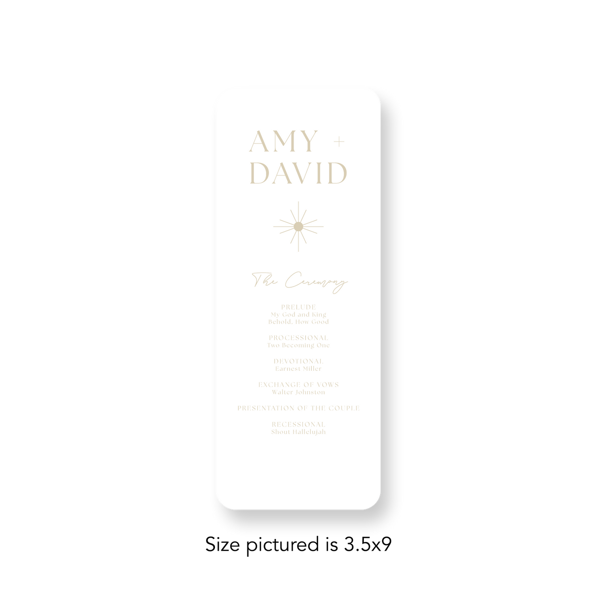 Sun and Moon wedding program rounded corners