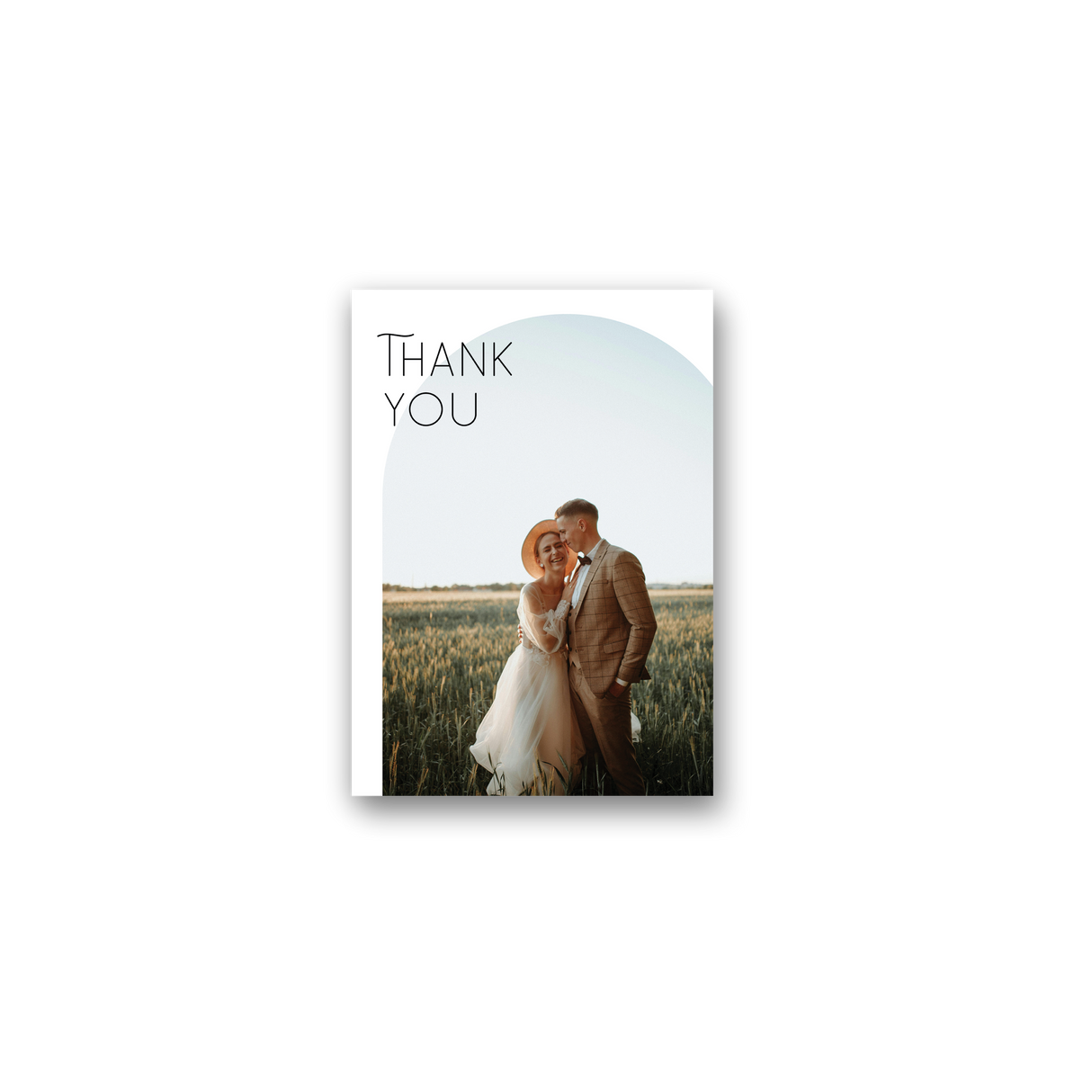 Tan Arch Wedding Thank You Card