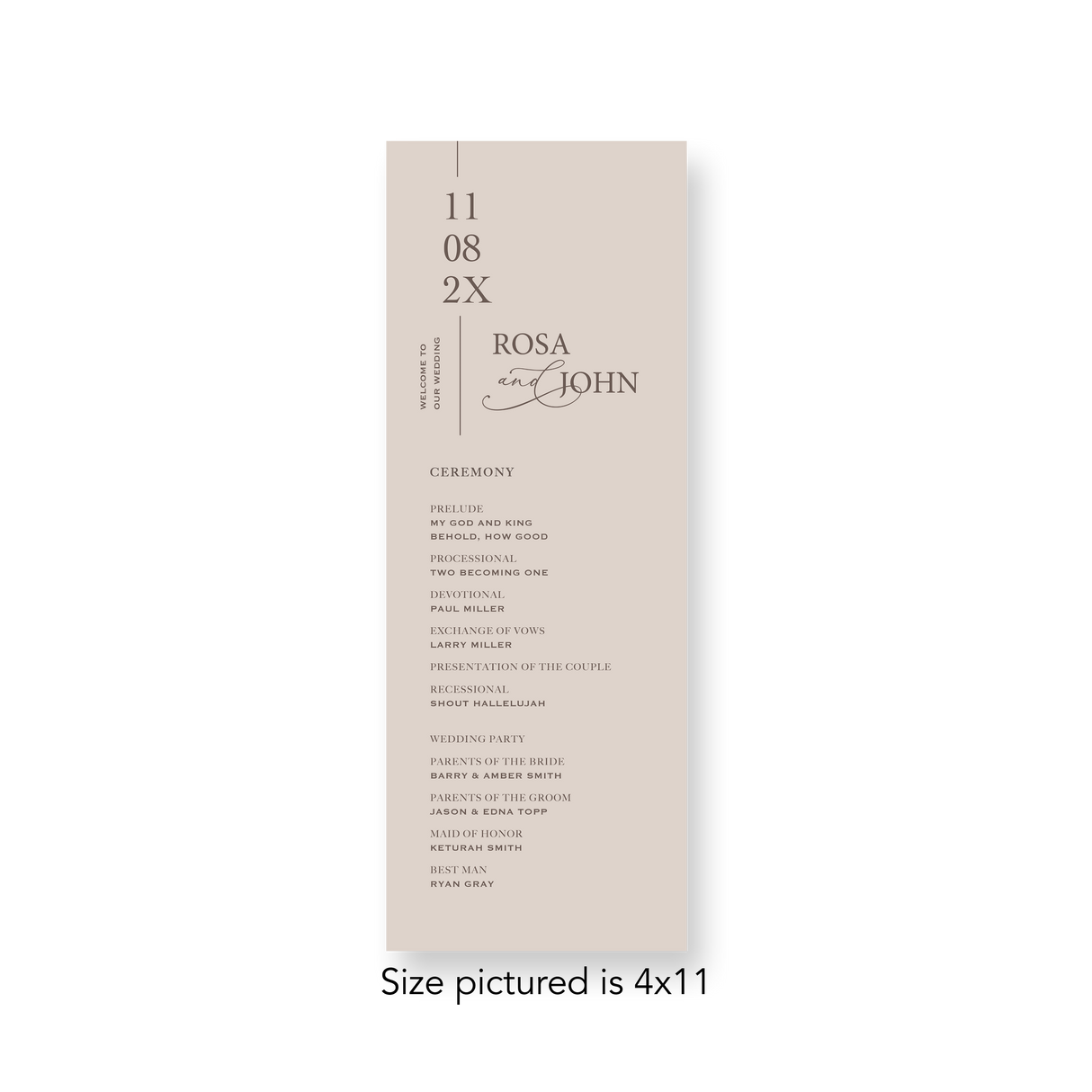 Terra Cotta wedding program