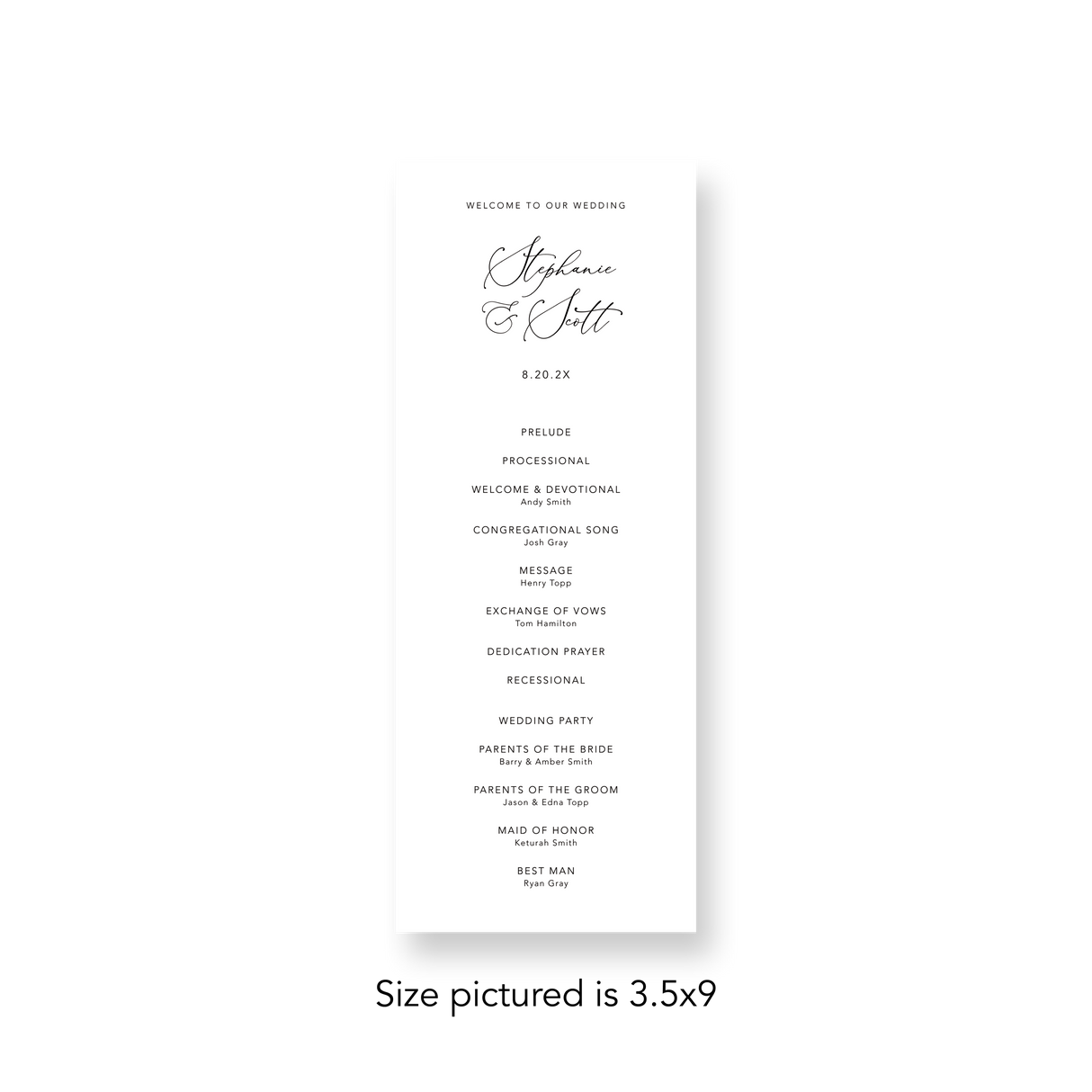 Timeless White wedding program