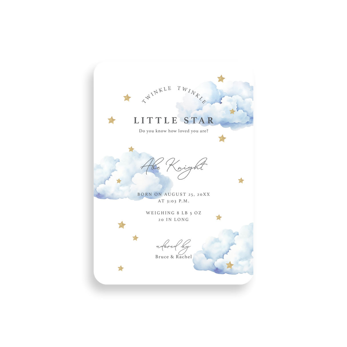 Twinkle Twinkle birth announcement rounded corners