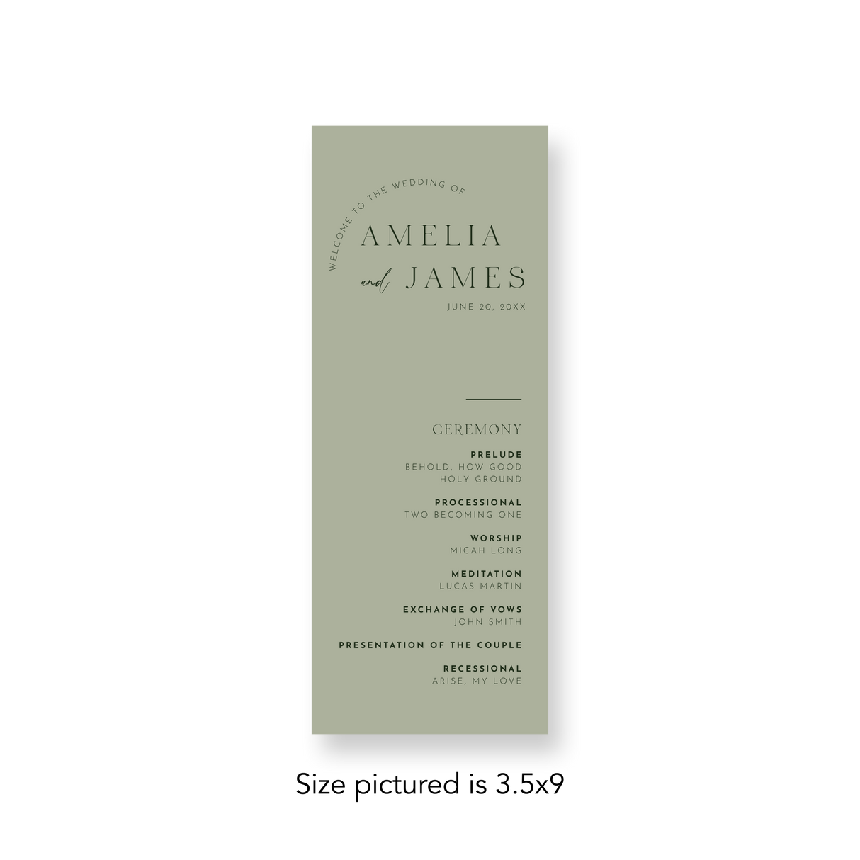 Two Toned Green wedding program