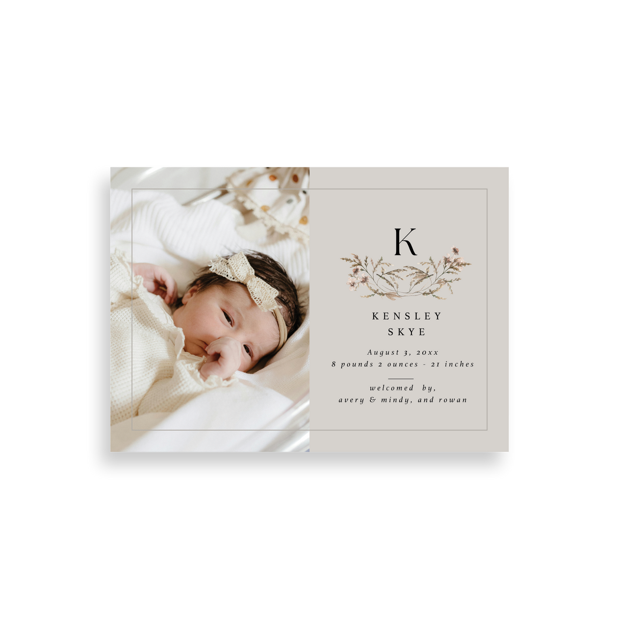 Wildflower birth announcement