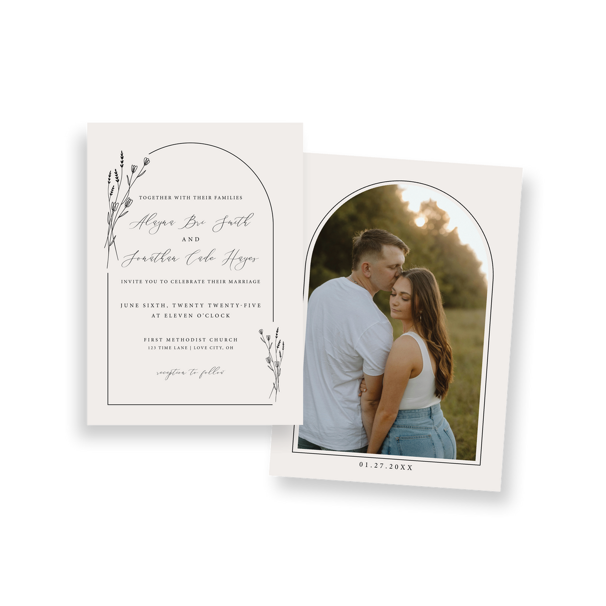 arched wildflower invitation