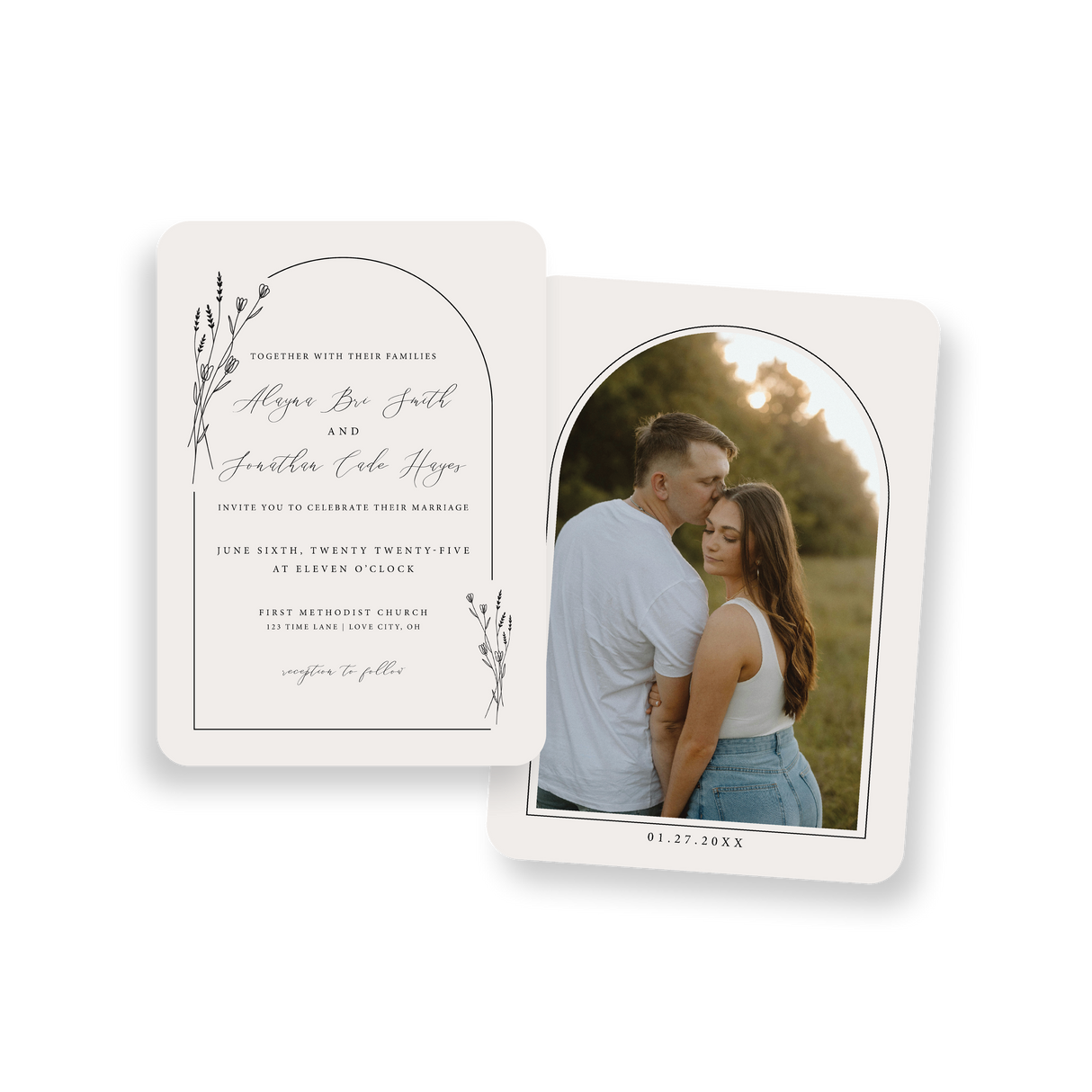 arched wildflower invitation rounded