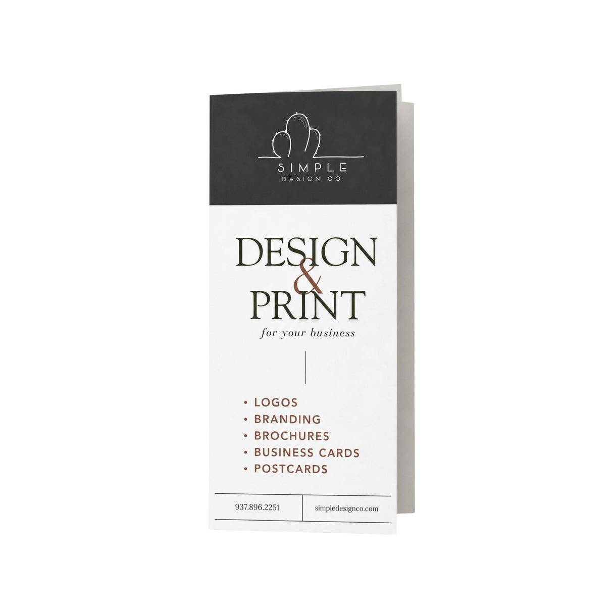 Folded Design and Print brochure sample printed by Simple Design Co