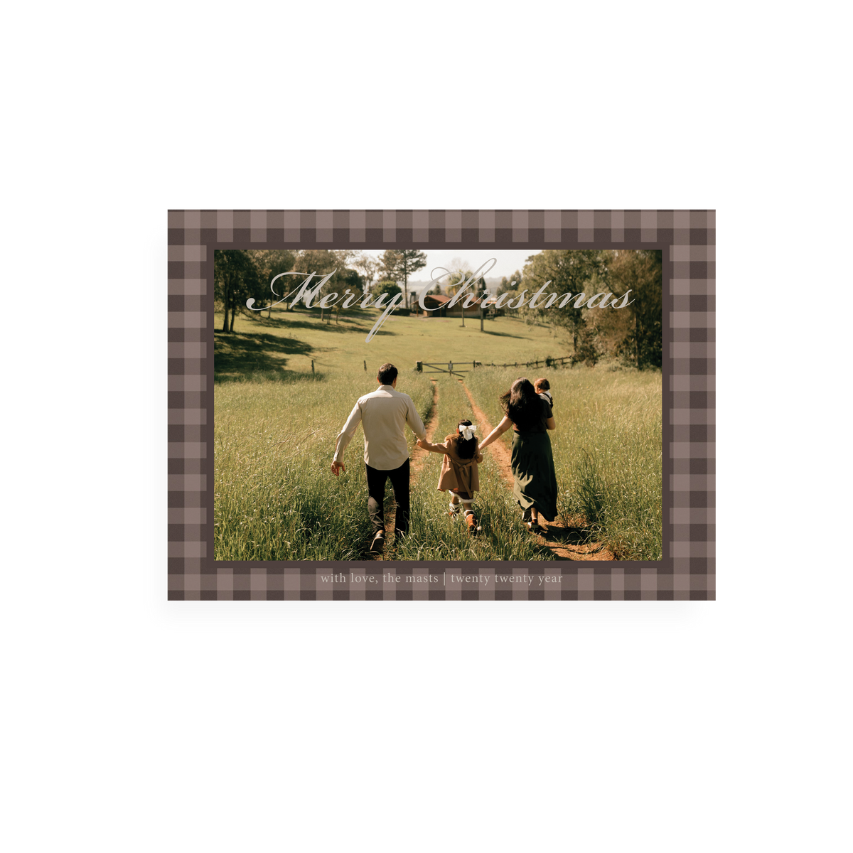 Framed Brown Plaid Christmas Card front