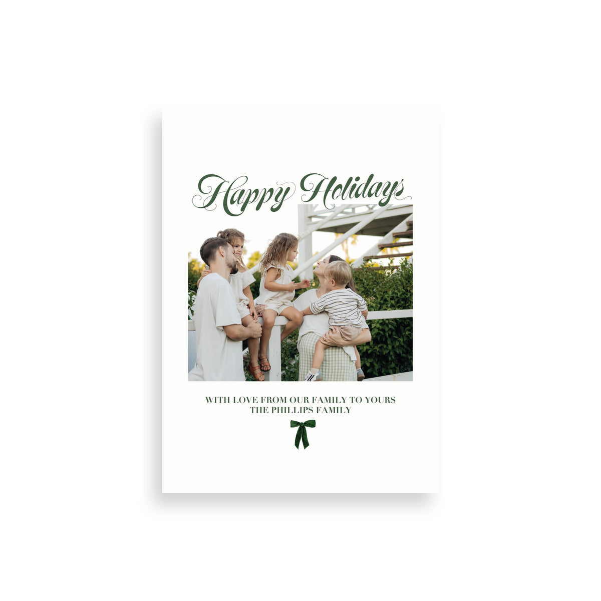 Green Bow Christmas Card