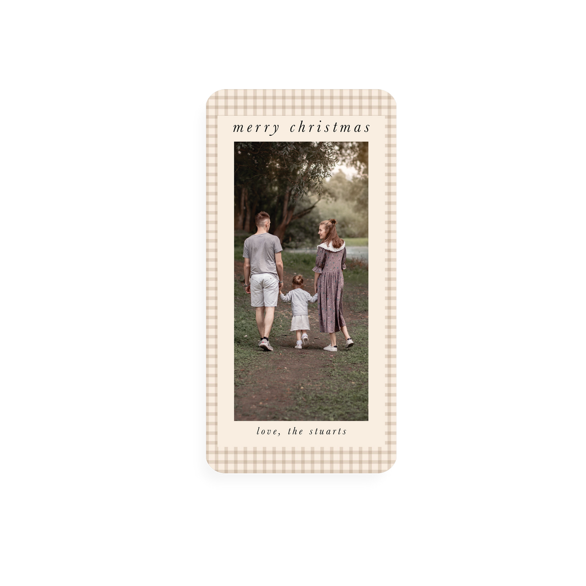 Light Plaid Christmas Card with rounded corners