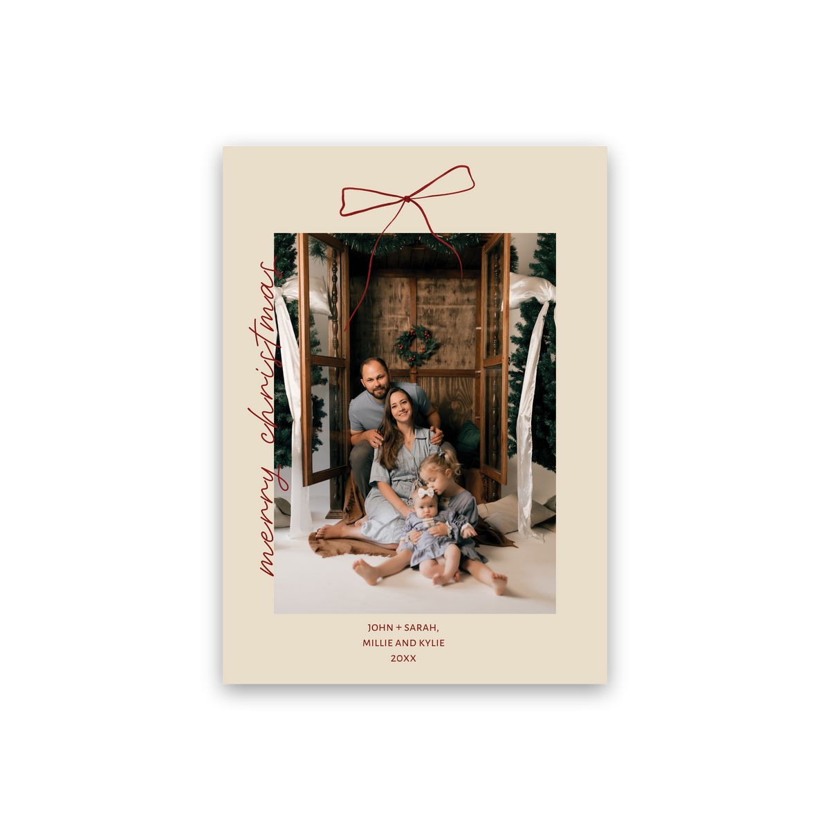 Red Bow Christmas Card front